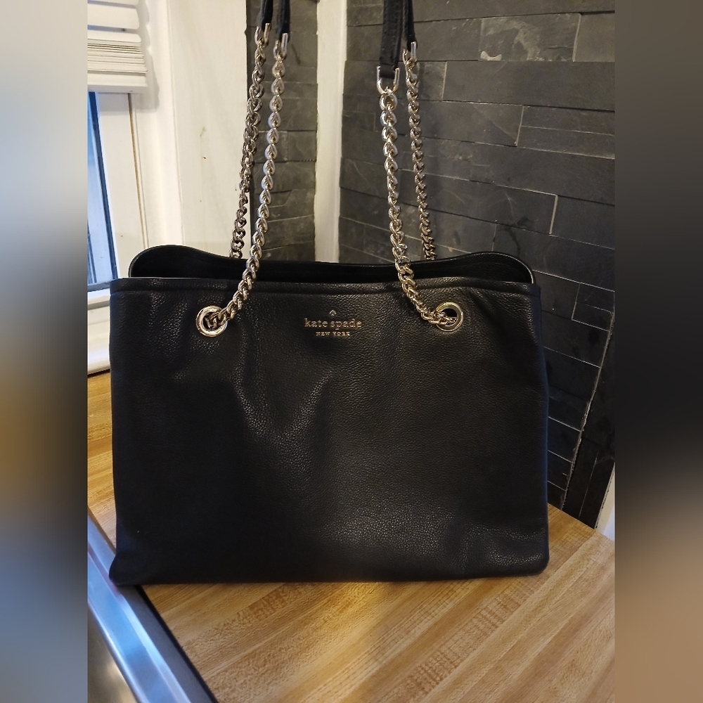 Kate Spade Jordyn Large Chain Handle Tote Black Euc